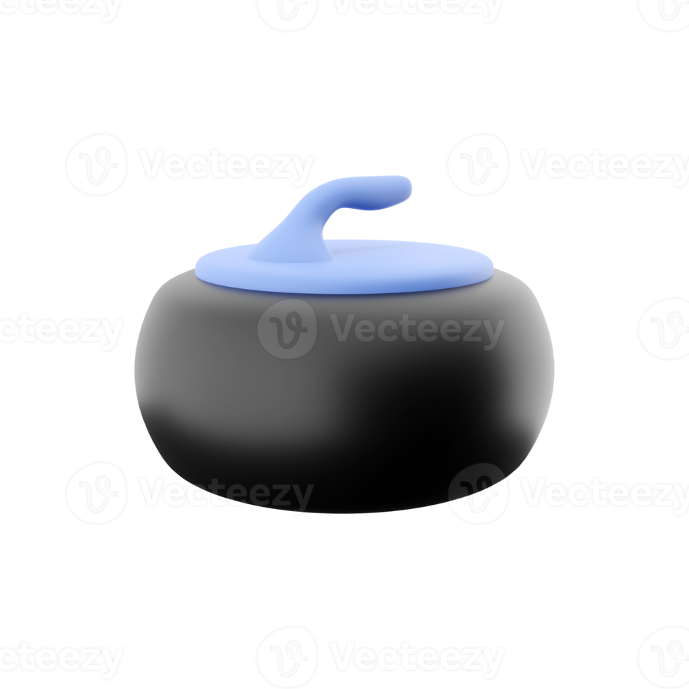 3d render Curling Stone icon. 3d Equipment for curling game 3d icon. Winter ice Sport element png