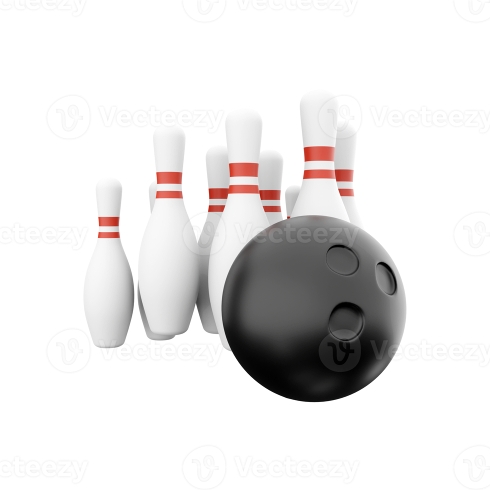 3d render bowling, white skittles. 3d render leisure game. 3d render bowling icon. png