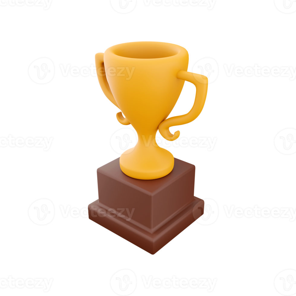 3D rendering of a trophy on a white background. 3d rendering of an orange cup. png