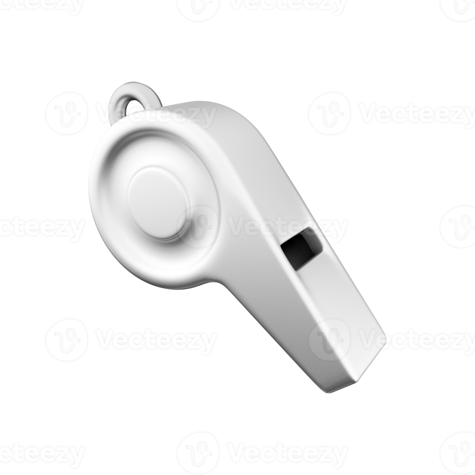 3d render whistle illustration, isolated on white background, 3d illustration, 3d render, whistle icon. png