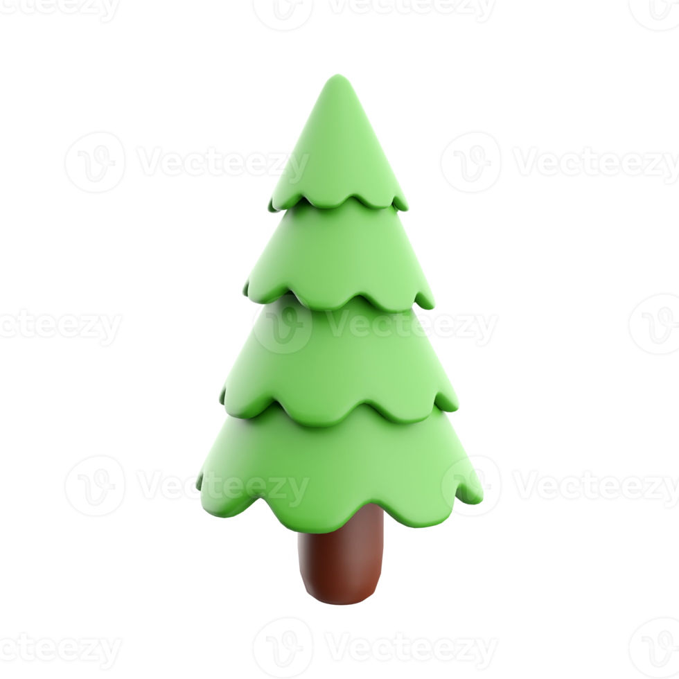 3D illustration of Christmas tree with 3D rendering isolated on white background. 3D rendering Christmas tree, icon. png