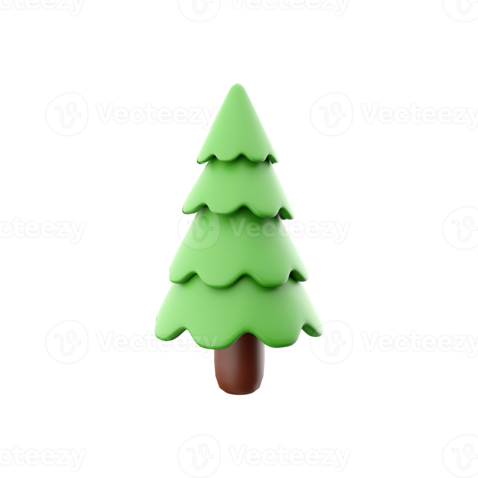 3D illustration of Christmas tree with 3D rendering isolated on white background. 3D rendering Christmas tree, icon. png