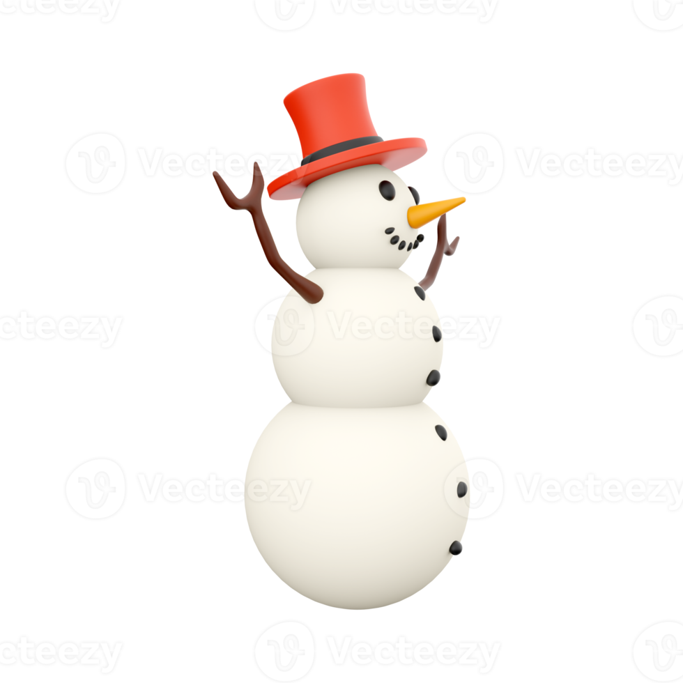 3D rendering Snowman 3D winter season. 3D rendering snowman, icon. png