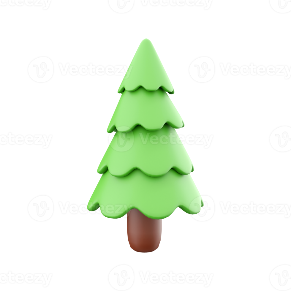 3D illustration of Christmas tree with 3D rendering isolated on white background. 3D rendering Christmas tree, icon. png