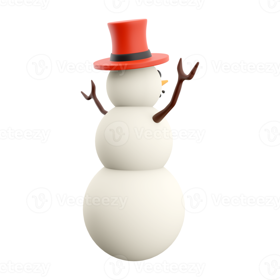 3D rendering Snowman 3D winter season. 3D rendering snowman, icon. png