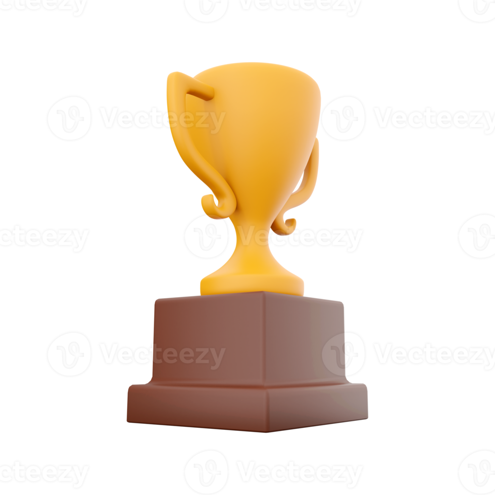 3d renderen van een trofee Aan een wit achtergrond. 3d renderen van een oranje beker. png