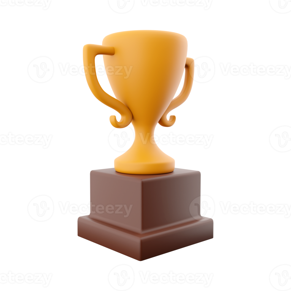 3D rendering of a trophy on a white background. 3d rendering of an orange cup. png