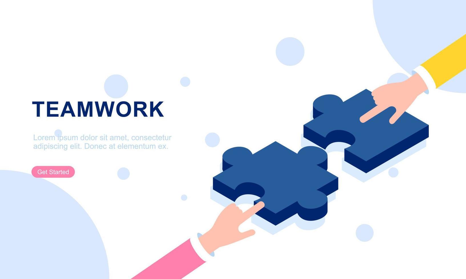 Teamwork concept with hands and puzzle illutration vector