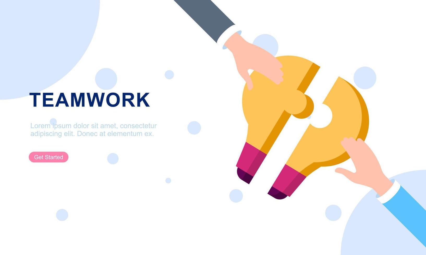 Teamwork concept with hands and puzzle illutration vector