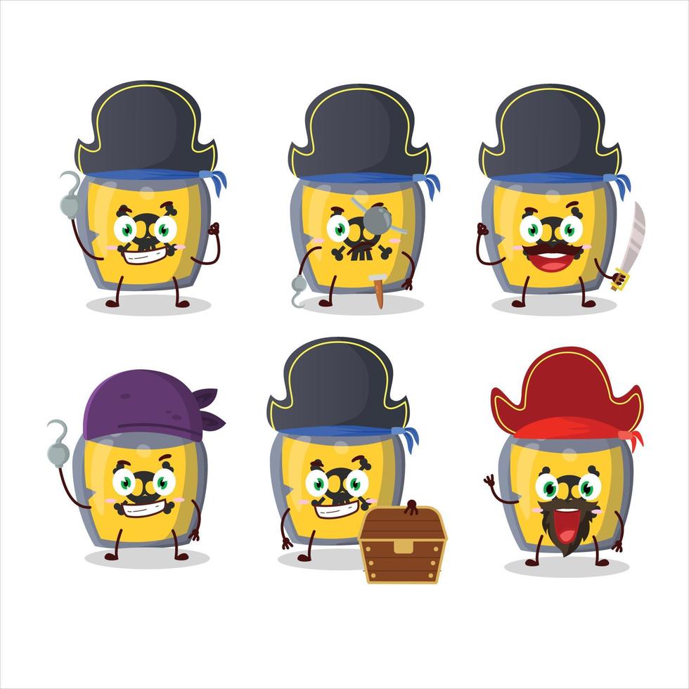 Cartoon character of dangerous potion with various pirates emoticons vector