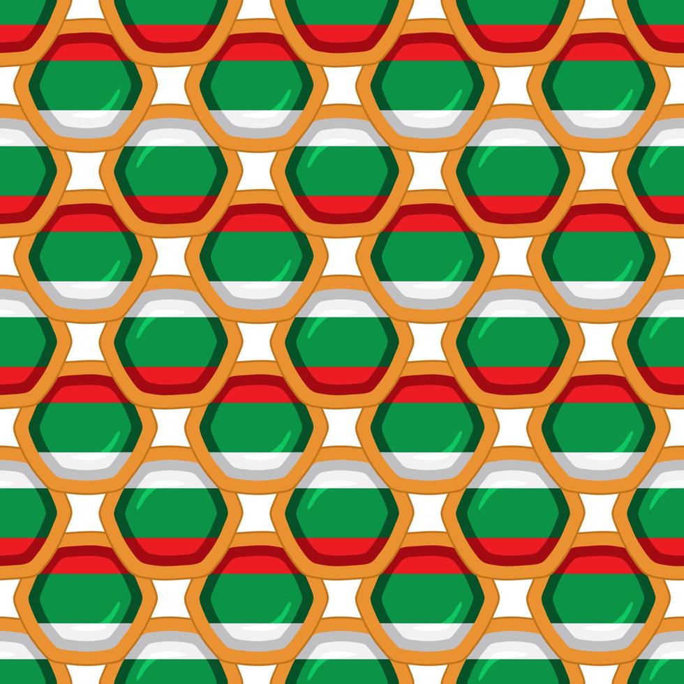 Pattern cookie with flag country Bulgaria in tasty biscuit vector