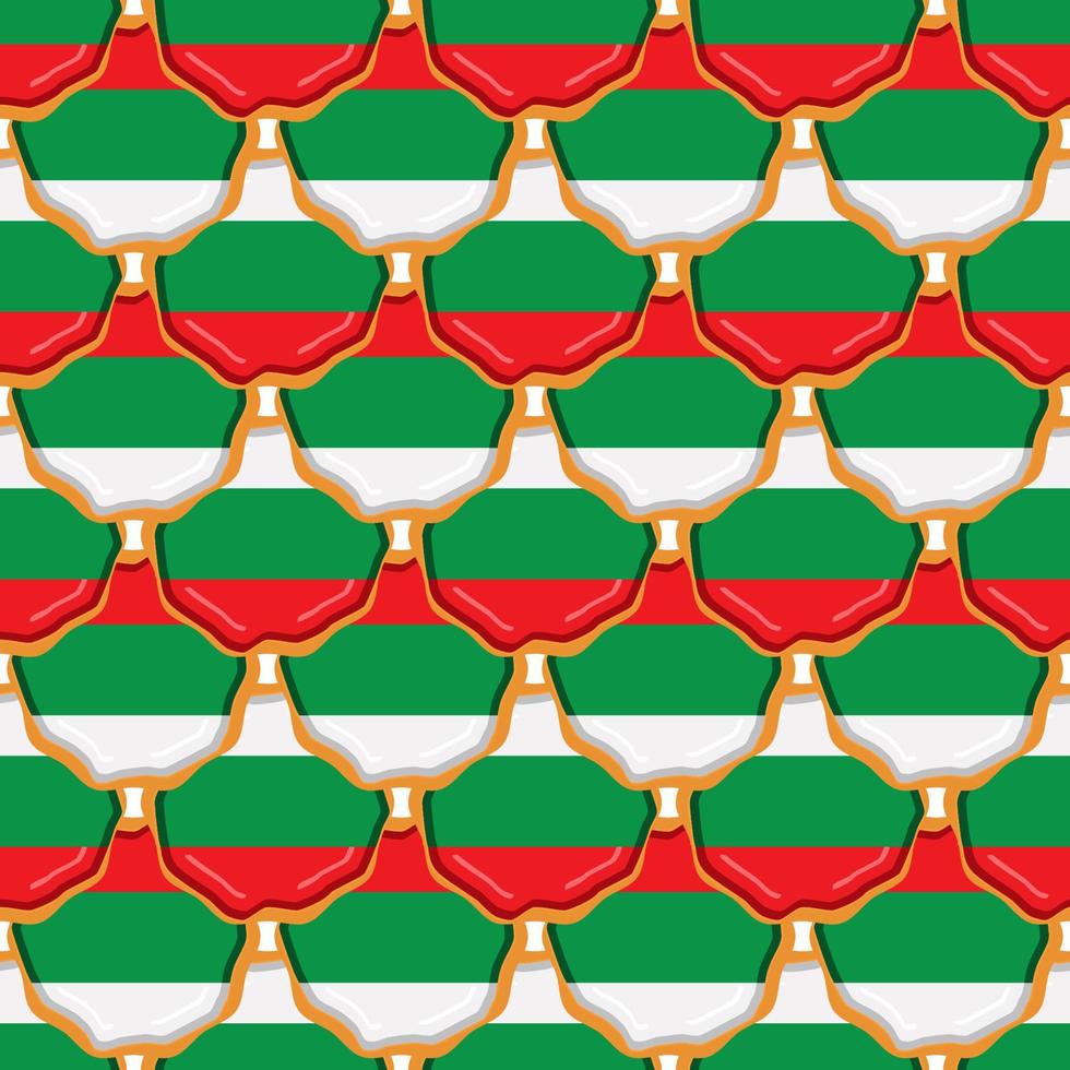 Pattern cookie with flag country Bulgaria in tasty biscuit vector