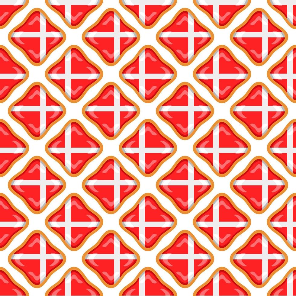 Pattern cookie with flag country Denmark in tasty biscuit vector