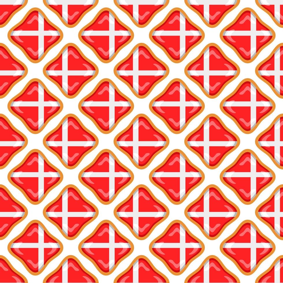 Pattern cookie with flag country Denmark in tasty biscuit vector