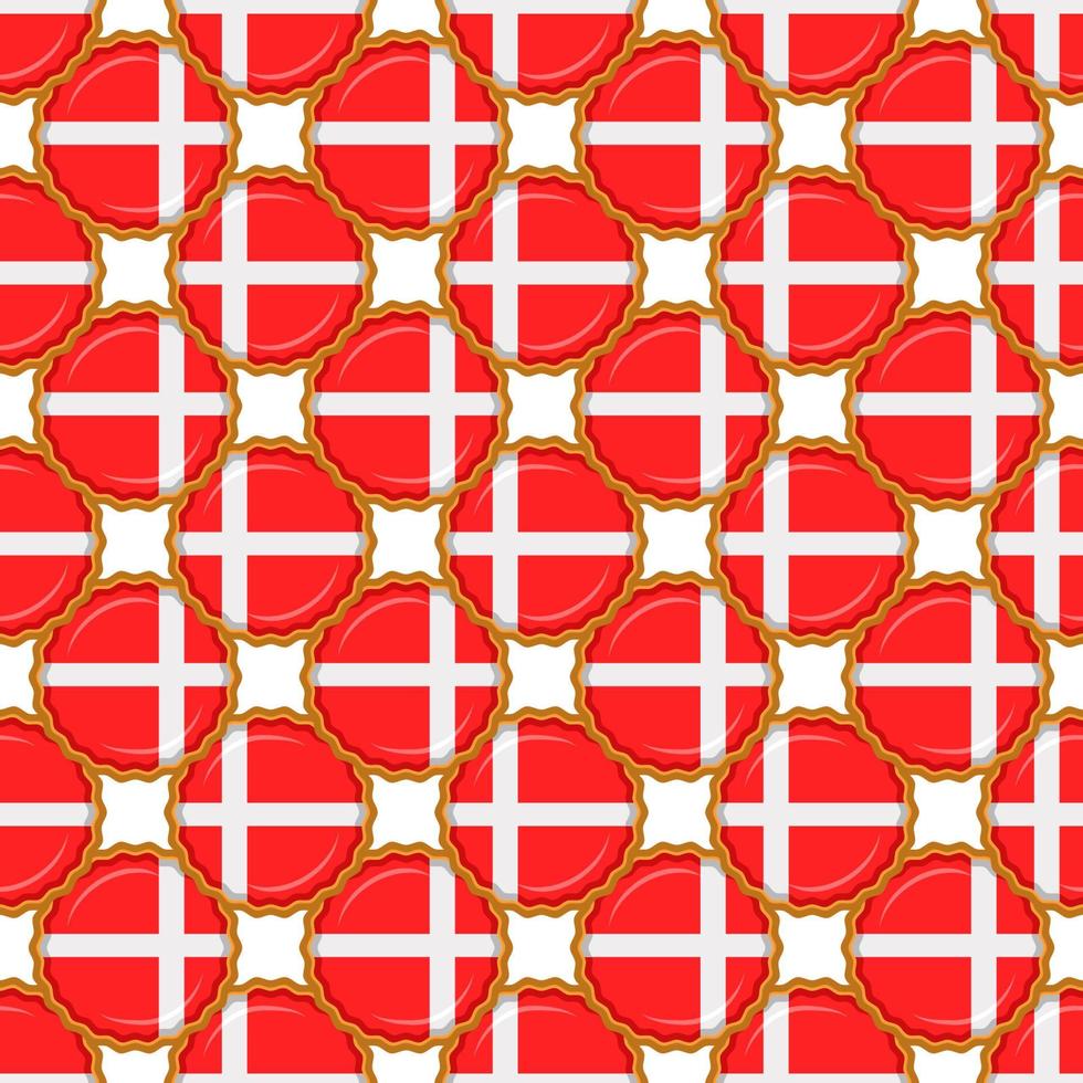 Pattern cookie with flag country Denmark in tasty biscuit vector