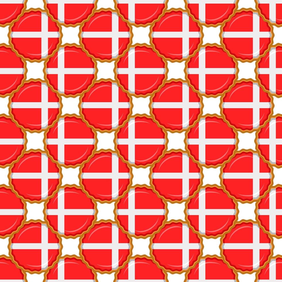 Pattern cookie with flag country Denmark in tasty biscuit vector
