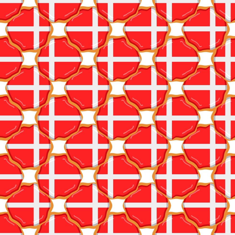 Pattern cookie with flag country Denmark in tasty biscuit vector