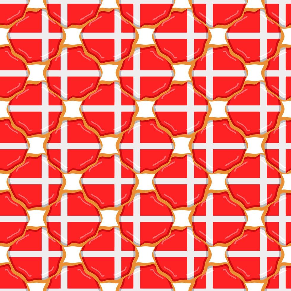 Pattern cookie with flag country Denmark in tasty biscuit vector