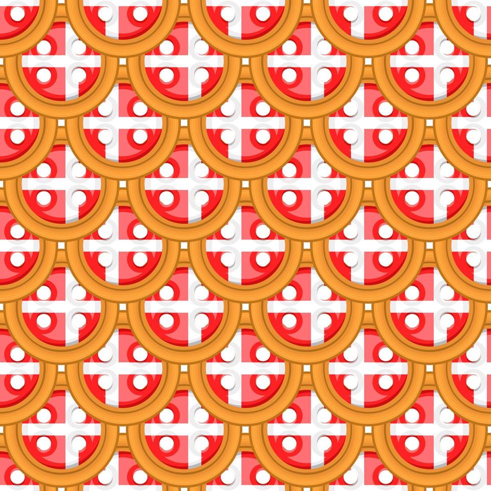 Pattern cookie with flag country Denmark in tasty biscuit vector