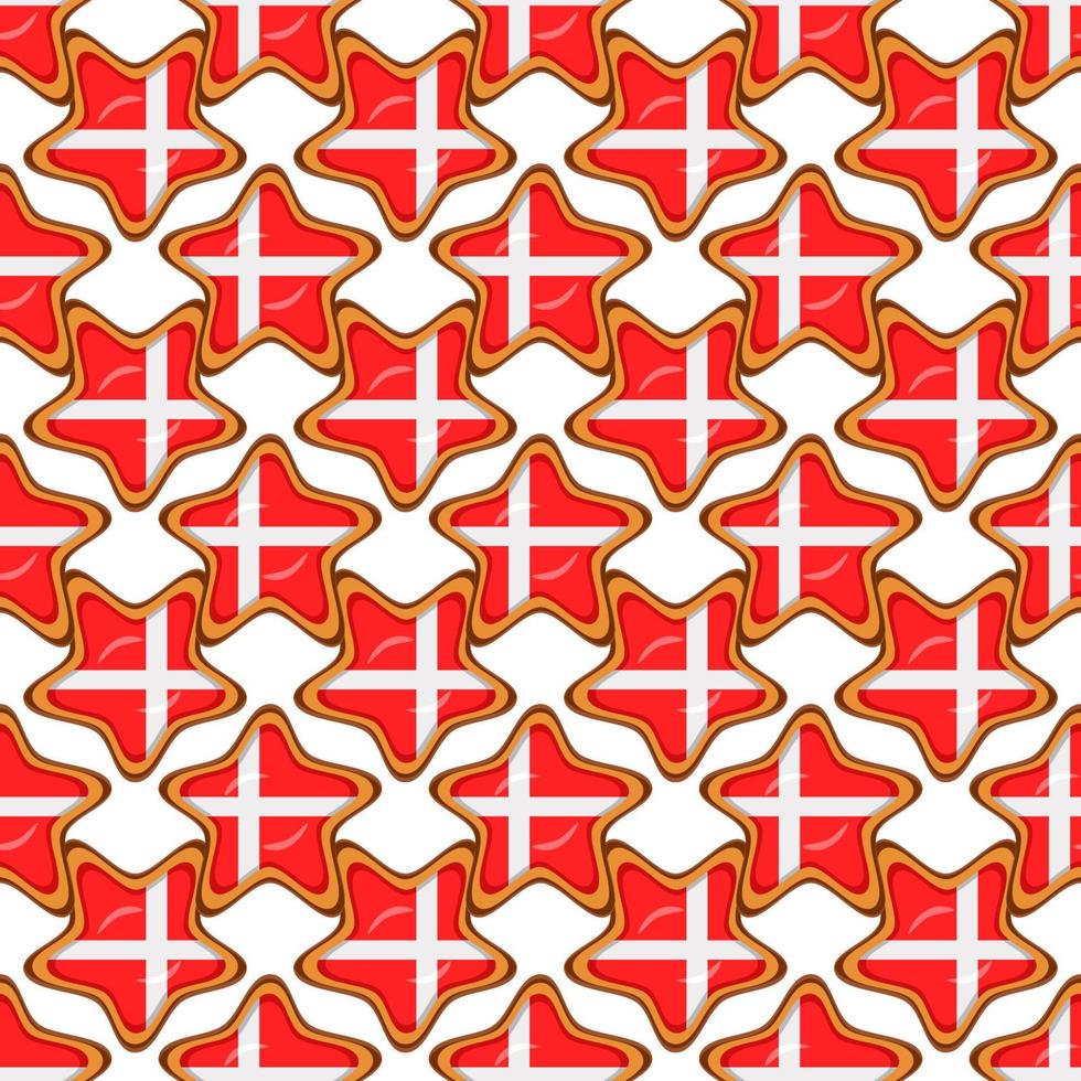 Pattern cookie with flag country Denmark in tasty biscuit vector