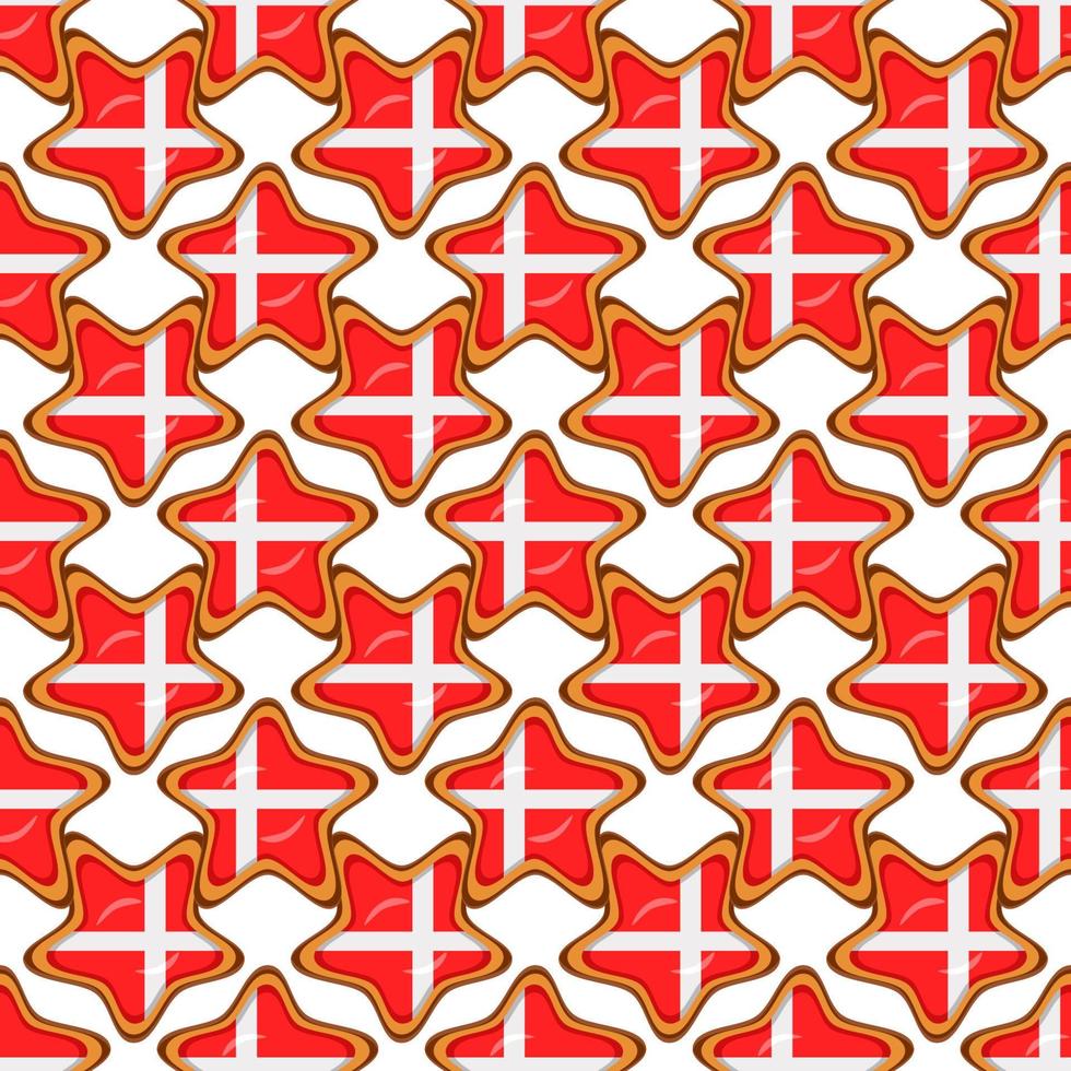 Pattern cookie with flag country Denmark in tasty biscuit vector