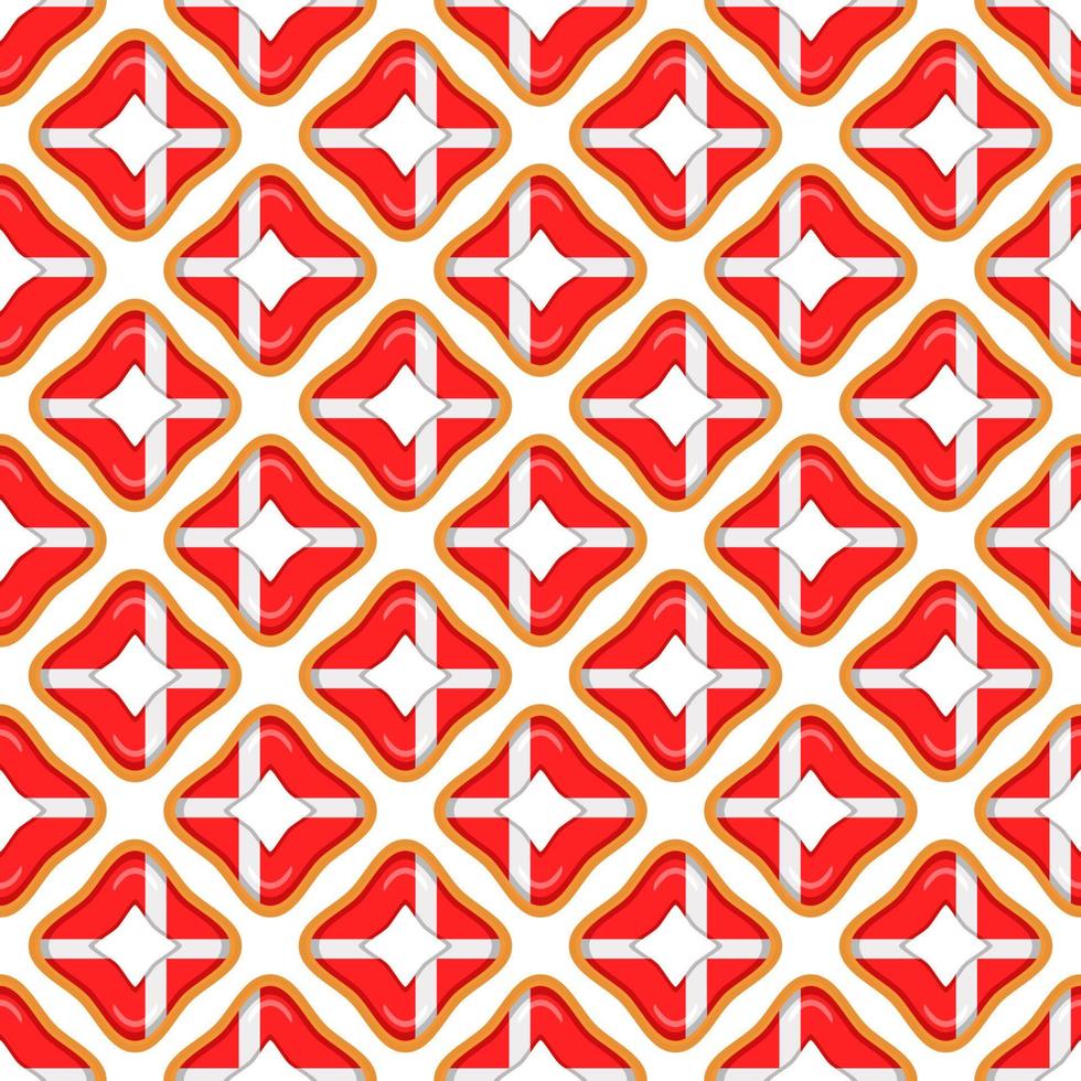 Pattern cookie with flag country Denmark in tasty biscuit vector