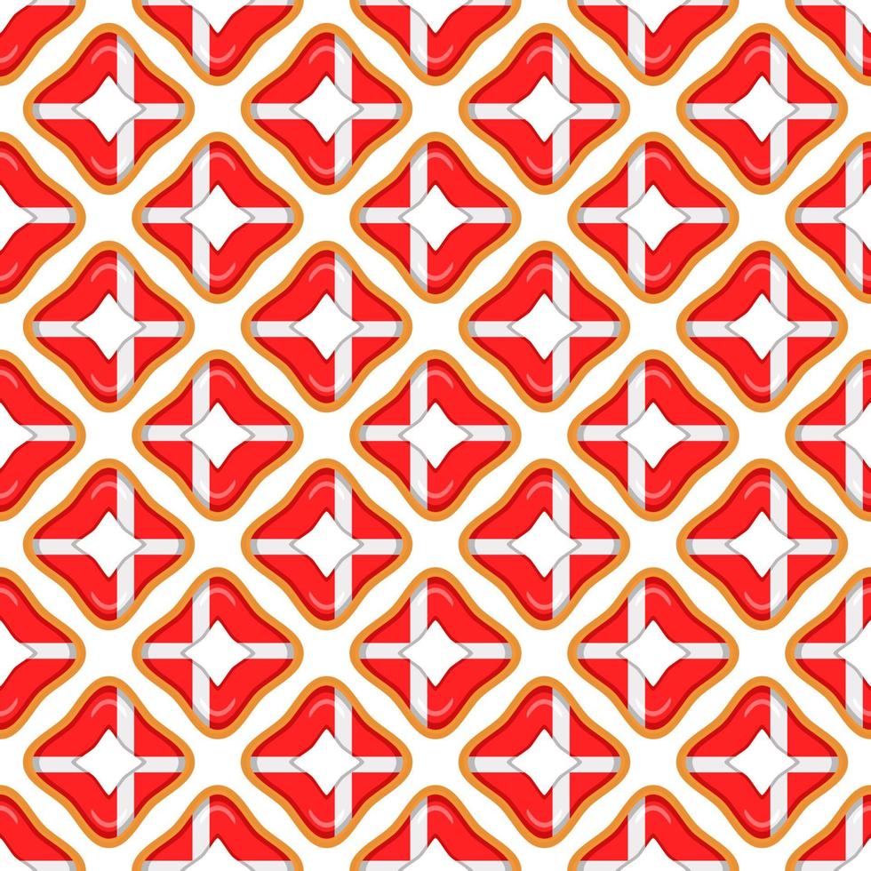 Pattern cookie with flag country Denmark in tasty biscuit vector