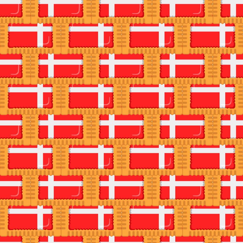 Pattern cookie with flag country Denmark in tasty biscuit vector