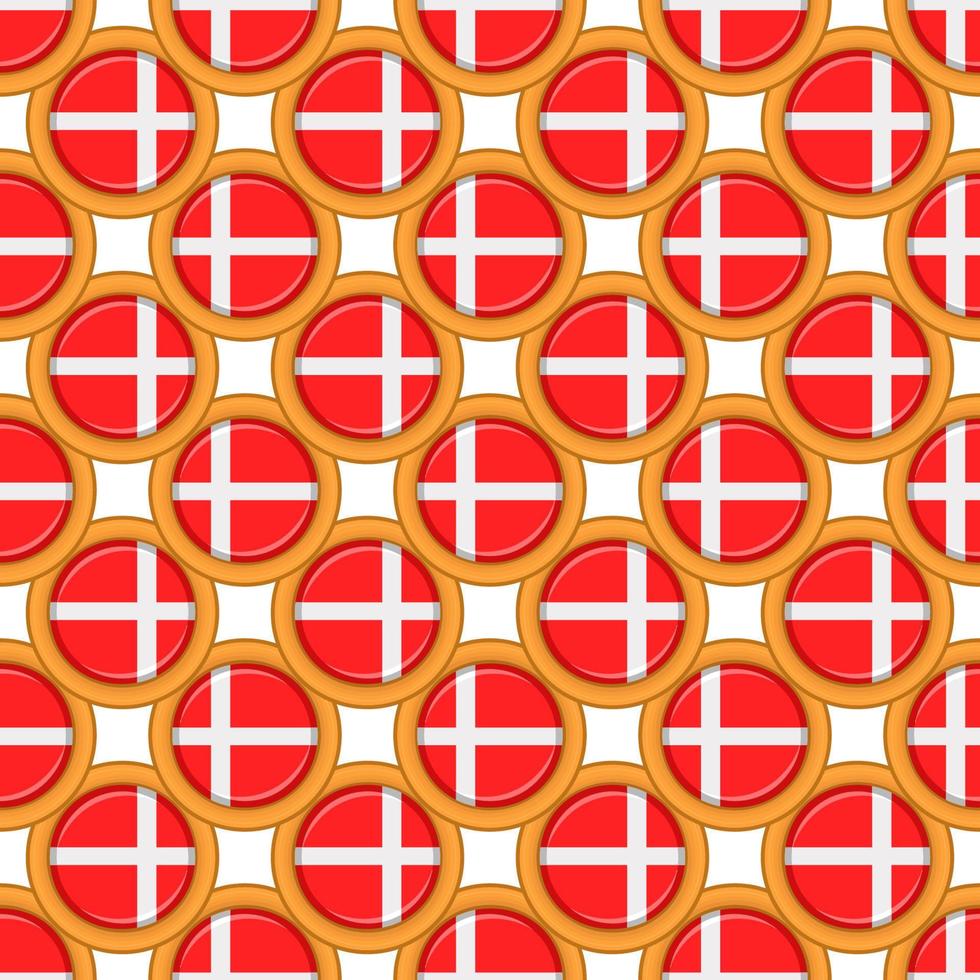 Pattern cookie with flag country Denmark in tasty biscuit vector