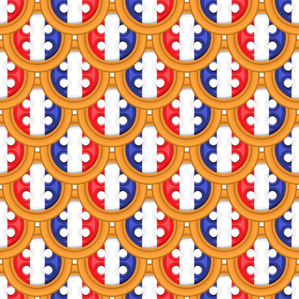 Pattern cookie with flag country France in tasty biscuit vector