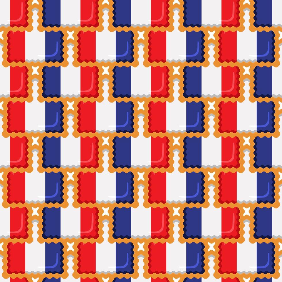 Pattern cookie with flag country France in tasty biscuit vector