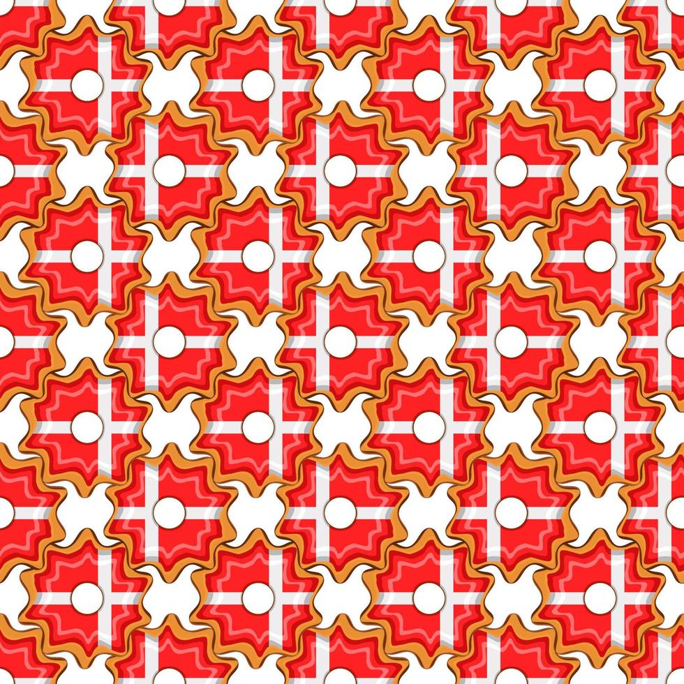 Pattern cookie with flag country Denmark in tasty biscuit vector
