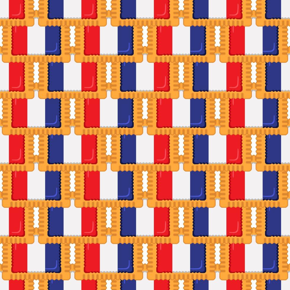 Pattern cookie with flag country France in tasty biscuit vector