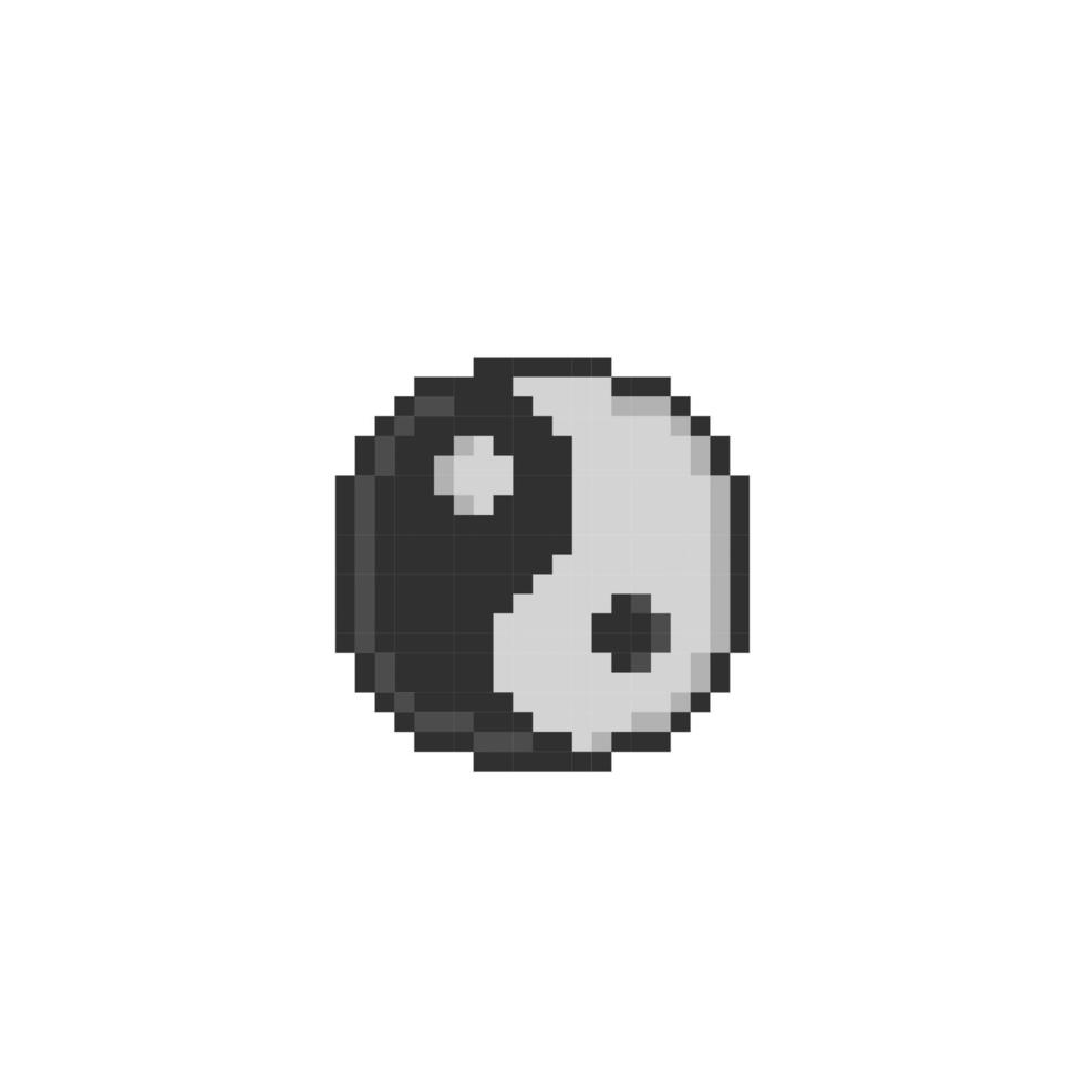 yin yang sign in pixel art style vector