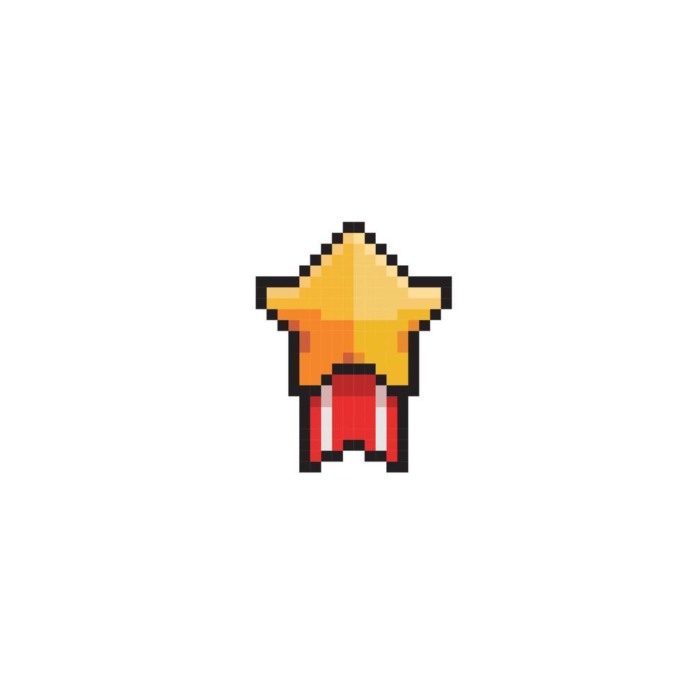 medal with star shape in pixel art style vector