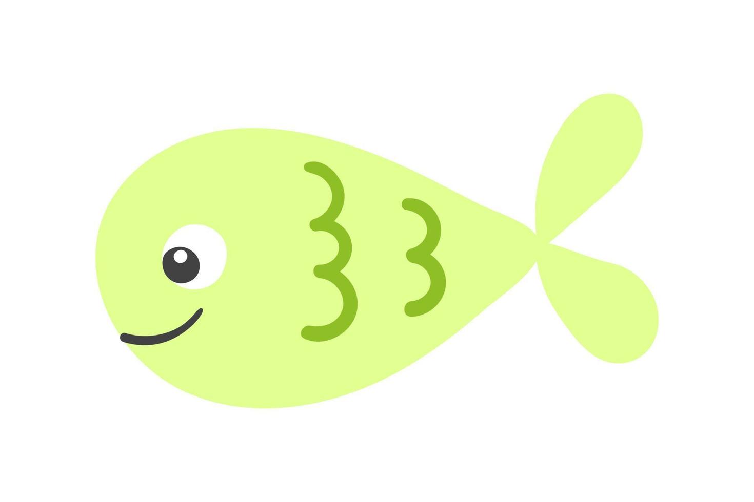 Vector sea fish cartoon illustration on white background. Colorful flat simple aquarium fish icon