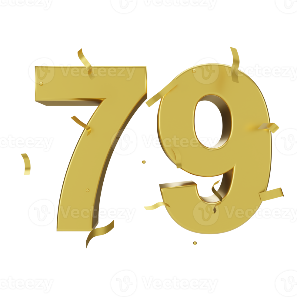 gold 79 number with confetti png