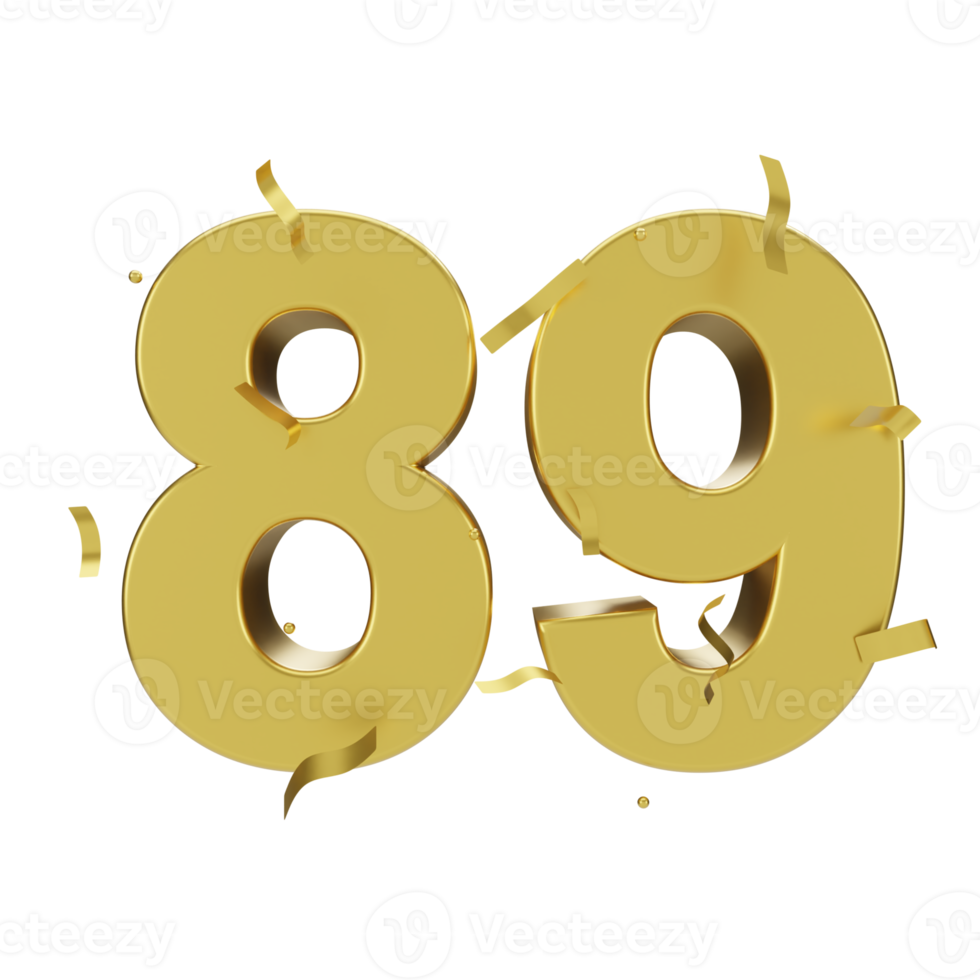 gold 89 number with confetti png