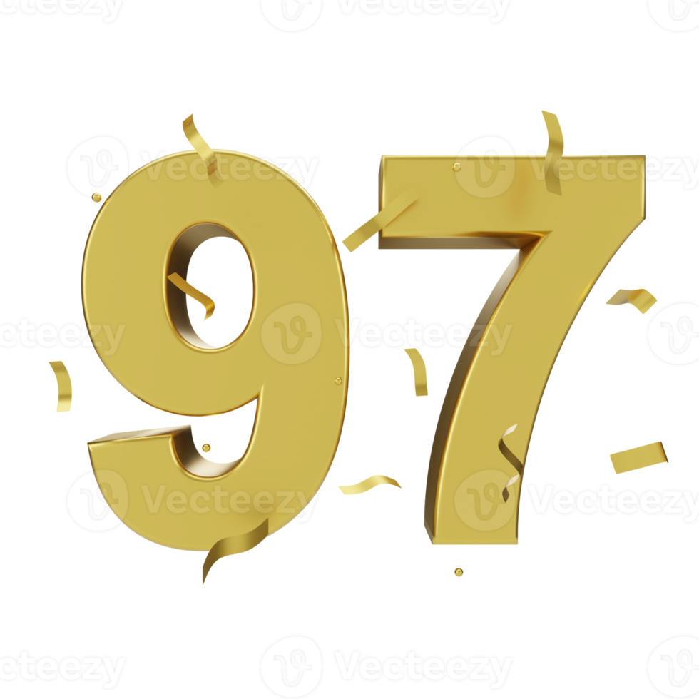 gold 97 number with confetti png