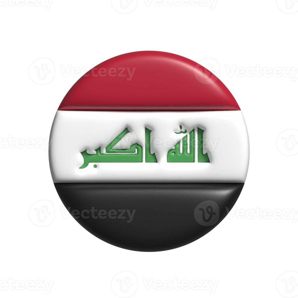 Iraq circular flag shape. 3d render png