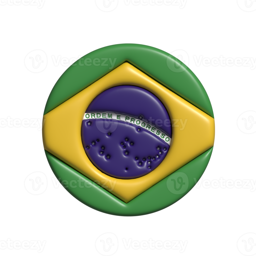 Brazil circular flag shape. 3d render png