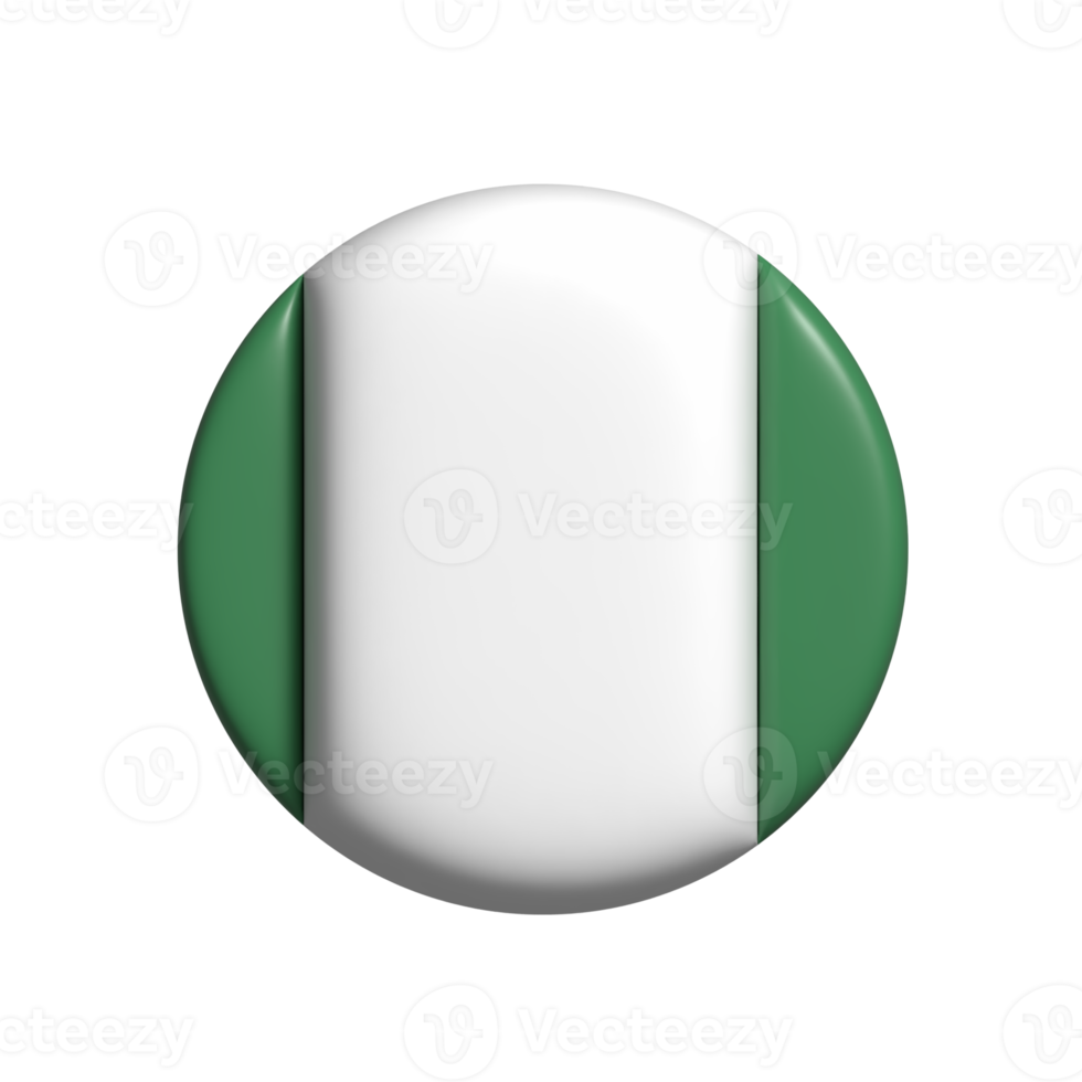 Nigeria circular flag shape. 3d render png