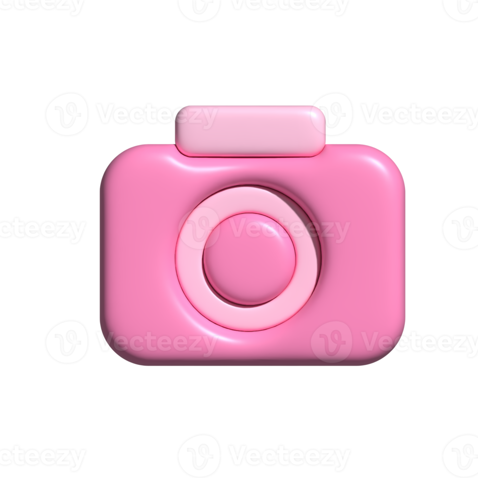 Camera icon pink. 3d render png