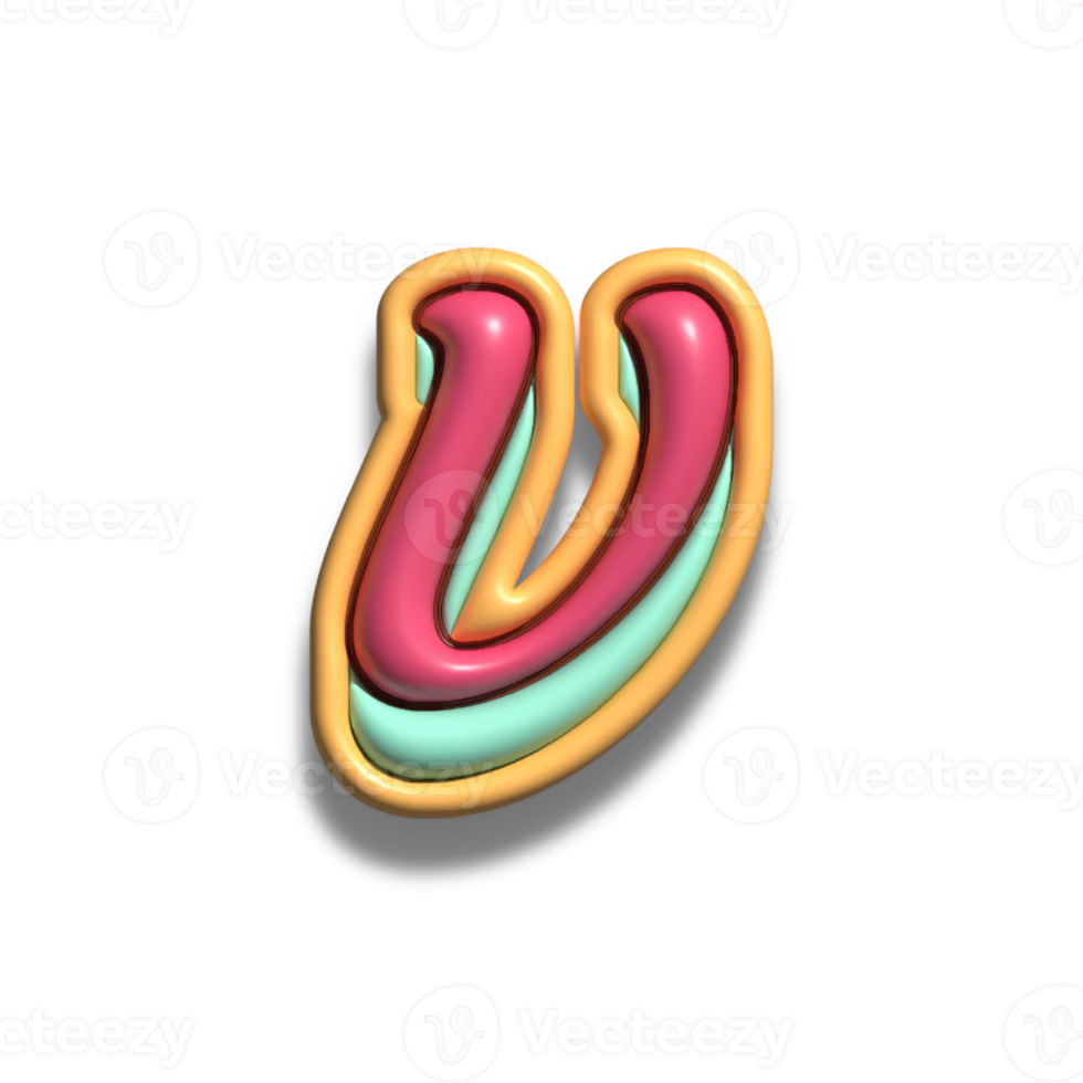 Letter v glossy 3d font png