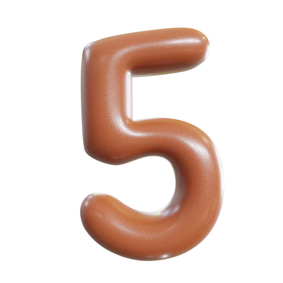 Chocolate number font. 3d render png