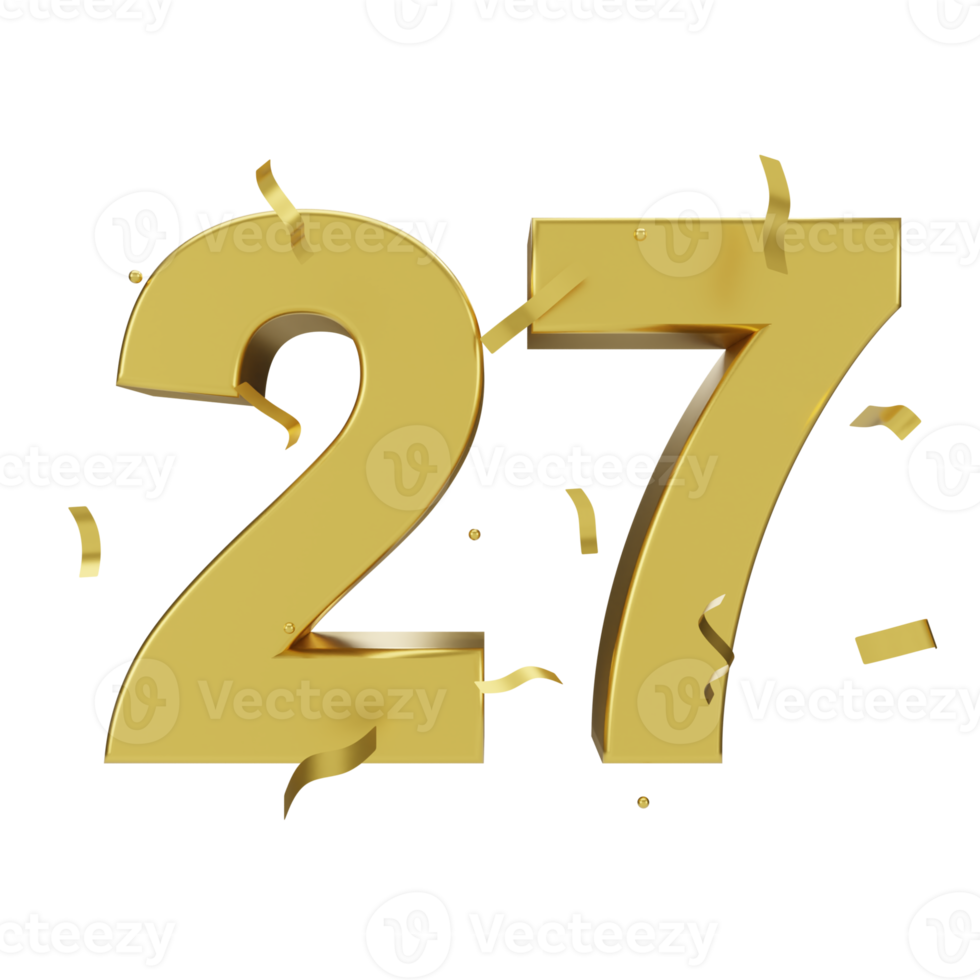 gold 27 number with confetti png