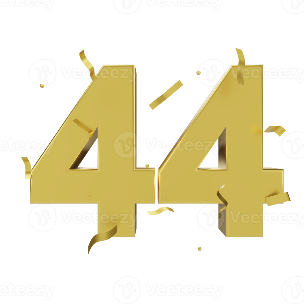 gold 44 number with confetti png