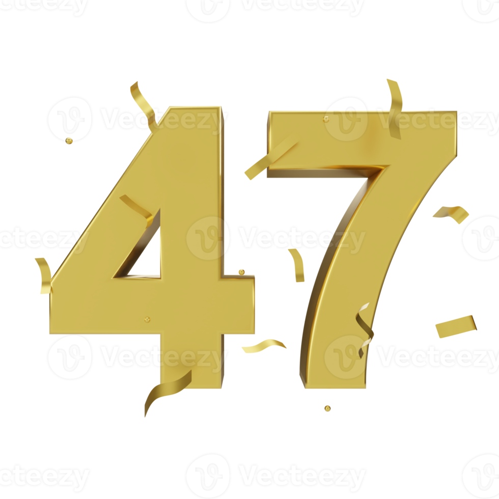 gold 47 number with confetti png