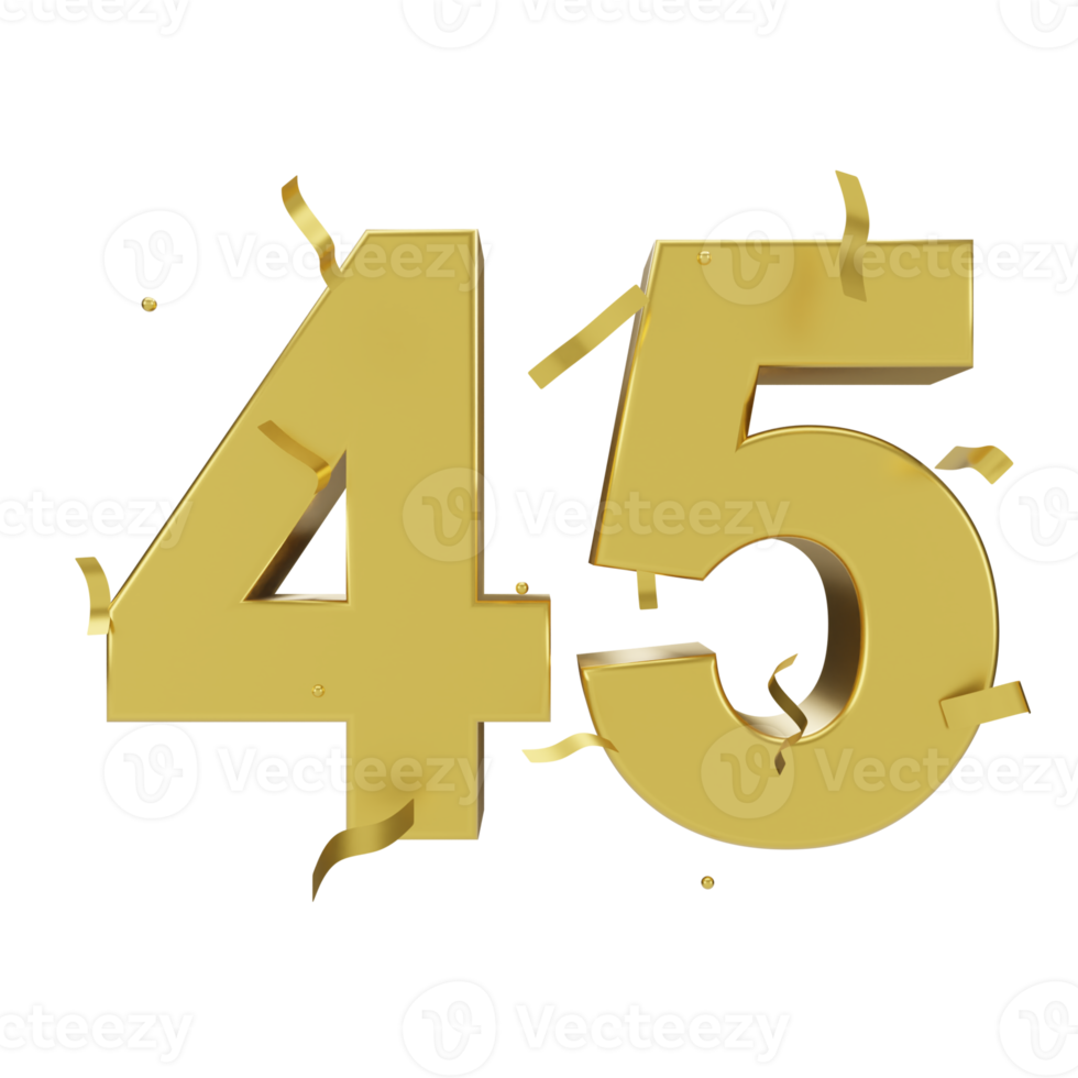 gold 45 number with confetti png