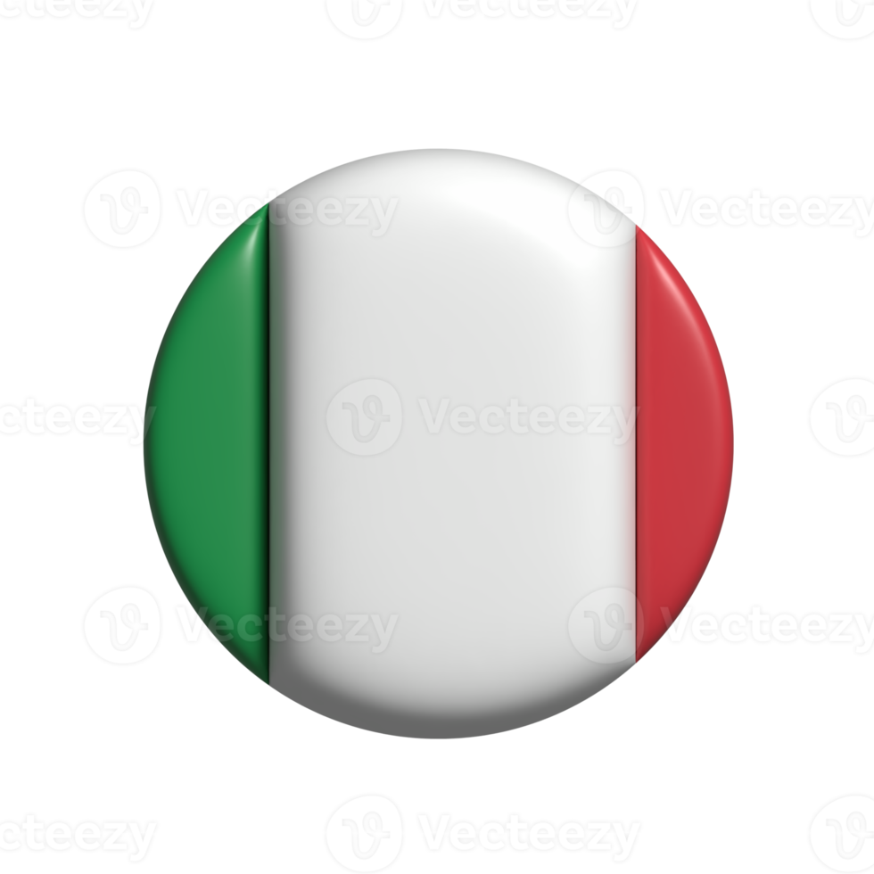 Italy circular flag shape. 3d render png